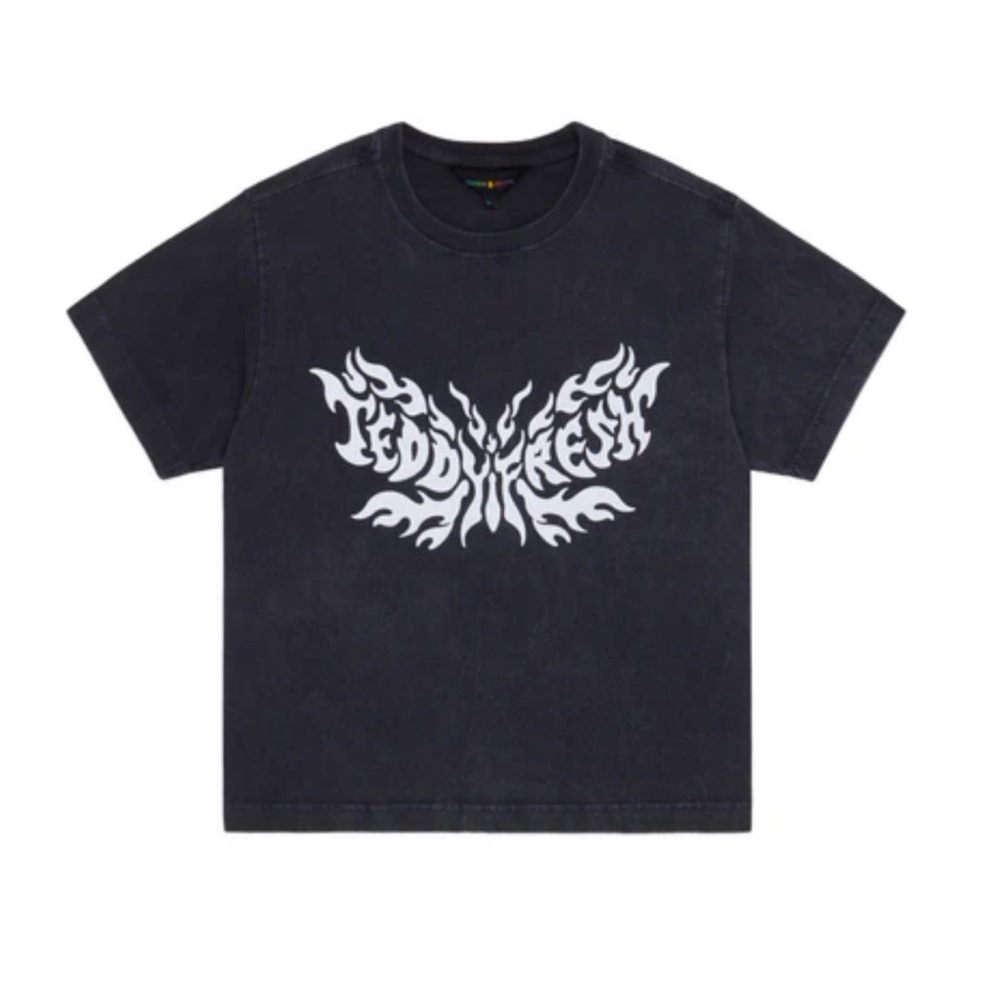 Teddy Fresh butterfly flames logo cropped tee